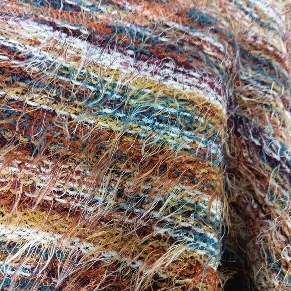 Tribal Soft Lux Eyelash Striped Fuzzy Sweater Multicolor Womens Size Medium - Picture 2 of 6
